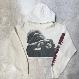 A$AP Ferg Graphic Cropped White Hoodie